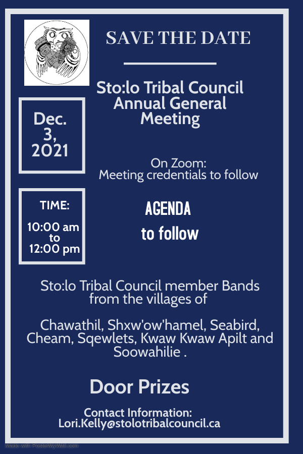 Save the Date: Sto:lo Tribal Council AGM Dec. 3