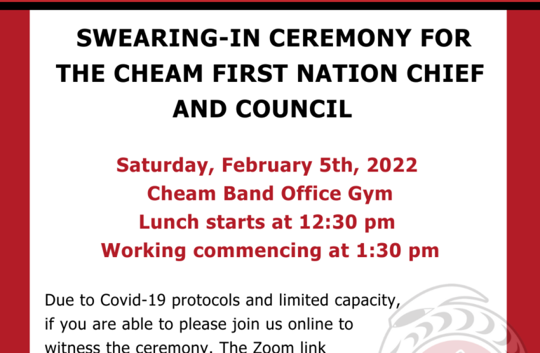 Swearing-in Ceremony for the Cheam First Nation Chief and Council